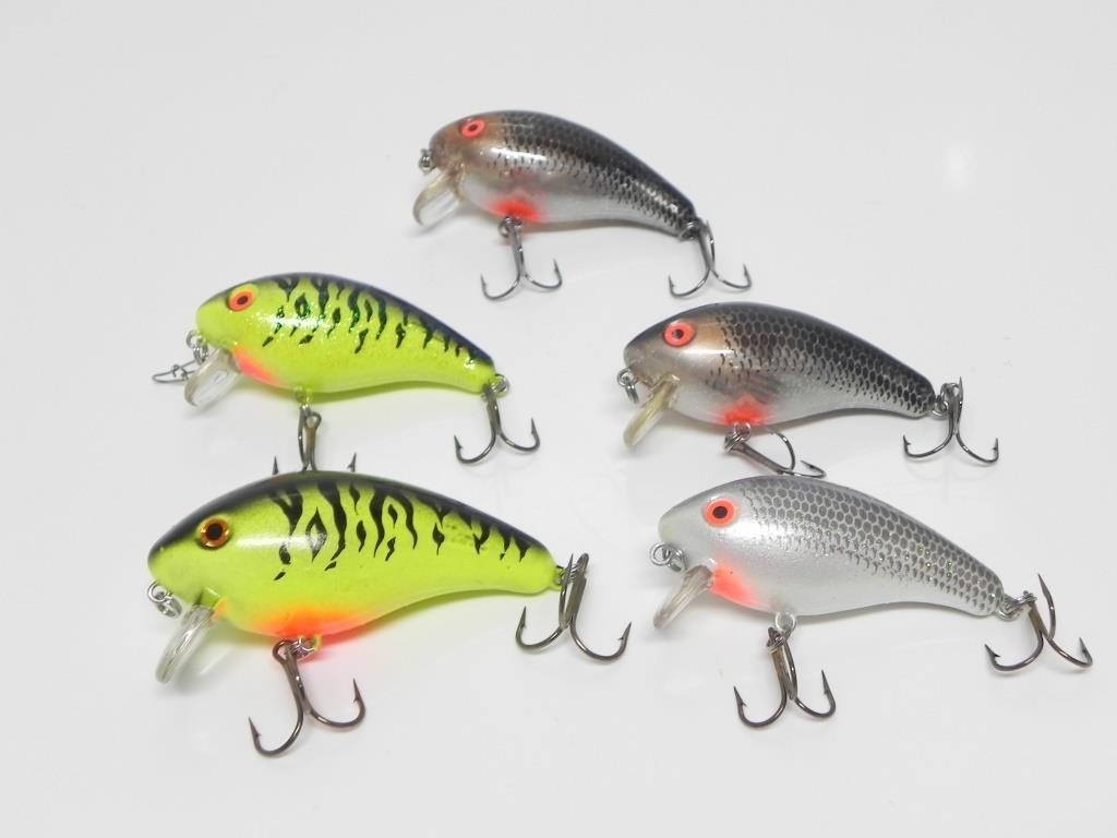 5 DOUBLE TREBLE HOOK RATTLE LURES-1 MINUS