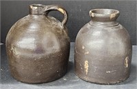 (F) Brown Glazed Stoneware Beehive Jug 8" And