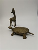 Vintage Brass Tortoise Trinket/Ash Tray, Hinged
