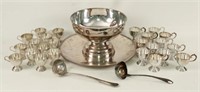 Silverplate Punchbowl w/ Underplate & Cups