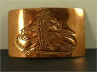 Abtik Hand Tooled Copper Mexico Belt Buckle