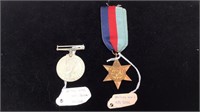 2 WWII British medals 1939-1945 WW2 Star and