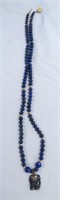 STERLING & LAPIS STONE BEADED NECKLACE*ELEPHANT