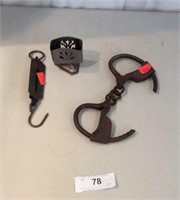 Antique Handcuffs, Scale And Match Holder