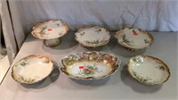 Set Of Six Antique Bowls, Cake Plates