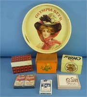 Olympia Beer Tray with 3 Recipe Boxes, 2 metal