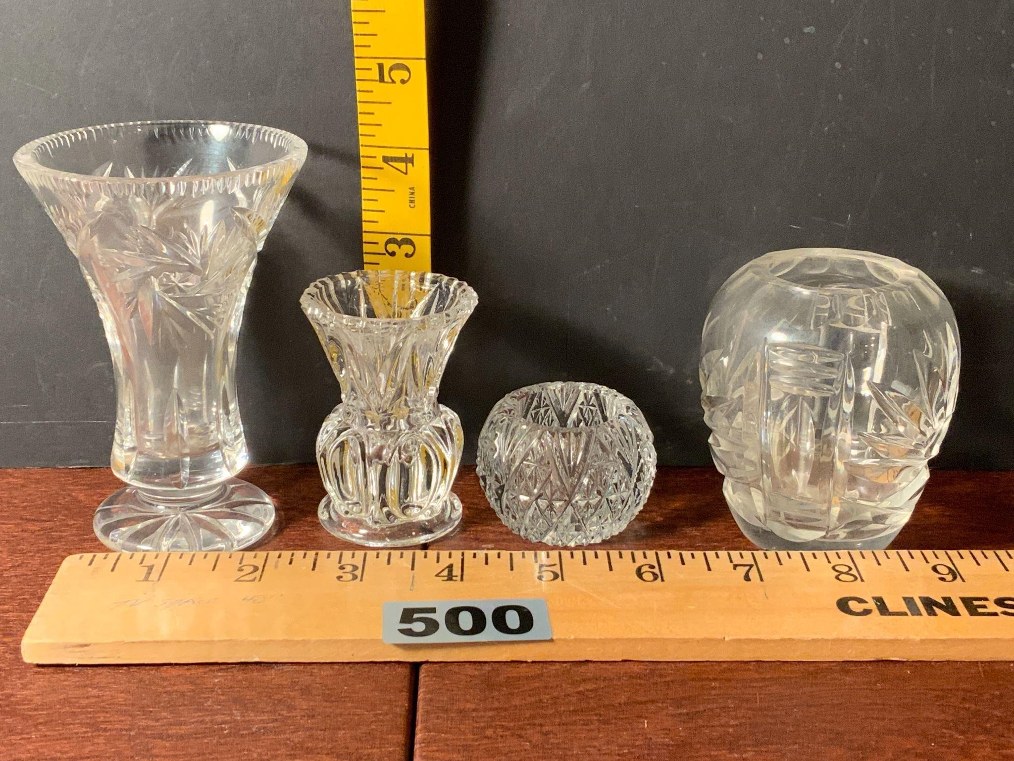 Vintage Cut Glass Small Vase Toothpick Holder