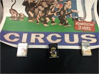 Circus Poster & (3) Advertising Lighters
