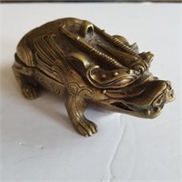 ANTIQUE CHINESE BRASS INCENSE COVERED ANIMAL