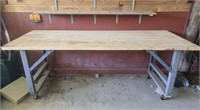 Heavy duty wood top metal base table