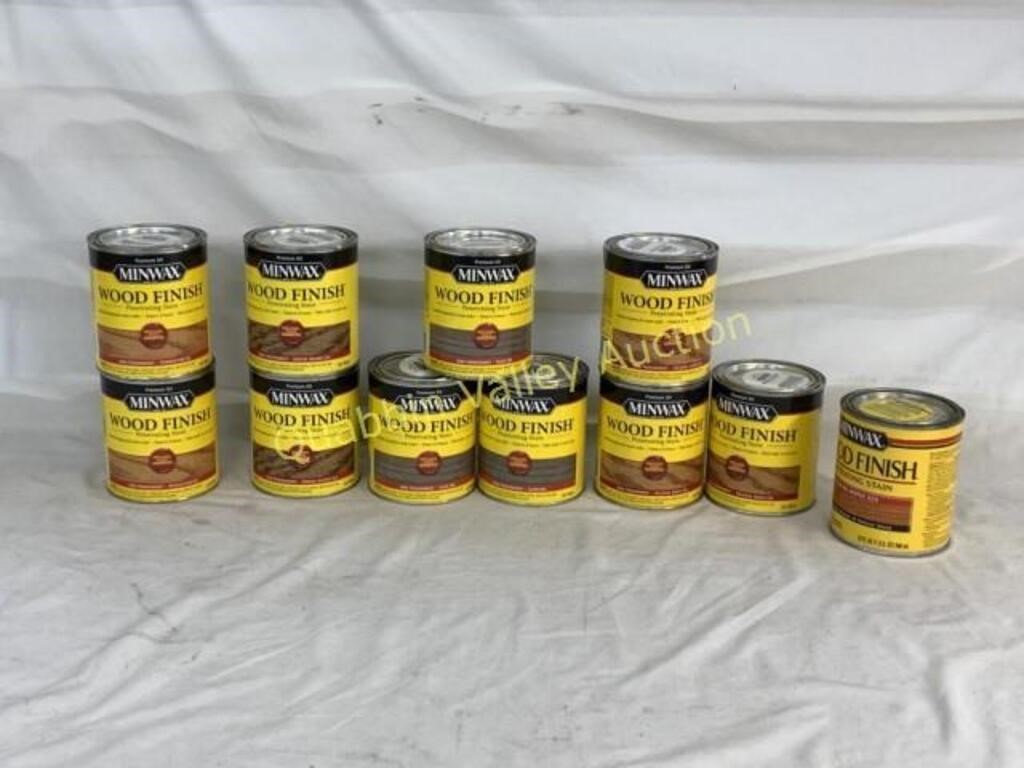 11 QUARTS OF ASSORTED MINWAX STAINS