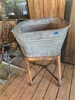 Galvanized Wash Tub On Rolling Stand
