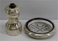 2 Pc Sterling Pepper Mill & Wine Glass Coaster