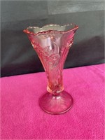 Vintage Fenton pink daffodil vase