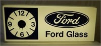 FORD GLASS  LIGHT BOX WITH CLOCK