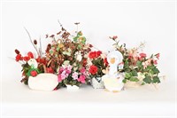 Faux Flowers w/ Baskets, Planters