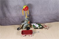 Lot of Vintage Metal Toys Elephant, burro, truck