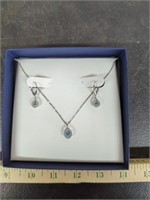 925 Blue topaz dancing necklace & earrings set