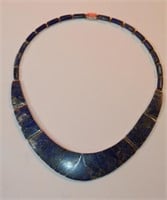 High Grade 950 Sterling and Lapis Collar Necklace