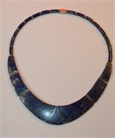 High Grade 950 Sterling and Lapis Collar Necklace