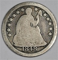 1848 o Seated Liberty Half Dime