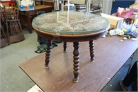 Glass Top Oak Round Table