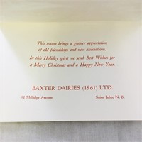 1961 Baxter Dairies Seasons Greetings Card