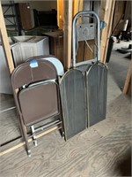 3-Metal Folding Chairs, Folding Stool, Fireplace