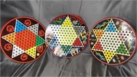 3 vintage metal Chinese checkers boards