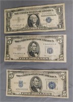 (3) Silver Certificates Including: (1) $1 and (2)