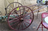 40"h Wheels Pull Cart, Wooden and (2) Anchors