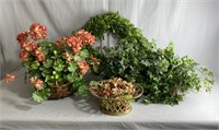 Group of Artificial Plants and Flowers