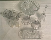 LOT OF CRYSTAL - SUGAR/CREAMER, S/P, BUTTER, MORE