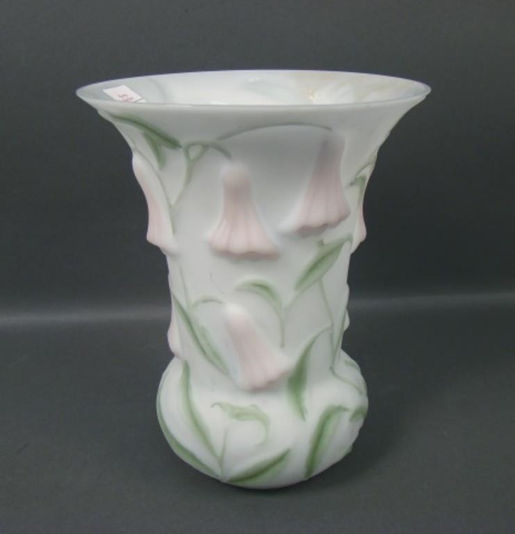 Phoenix Pink/ Green on White Bluebell Vase.