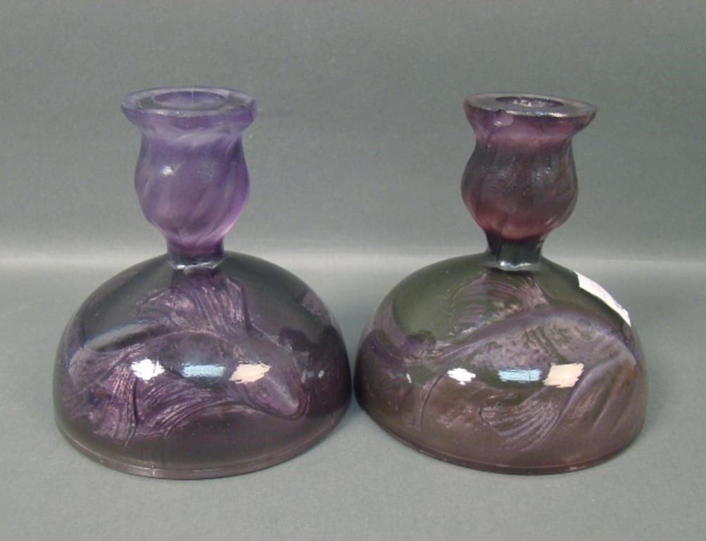 Pr. Consol. Ameth. Wash Tropical Fish Candlesticks