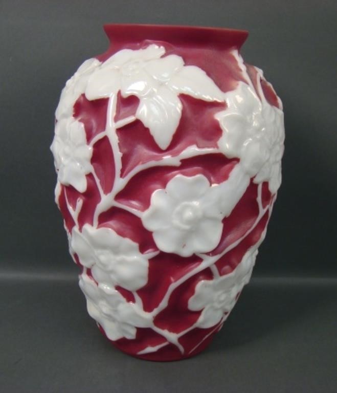 Phoenix Red/ Pearlized #2790 Wild Rose Vase.