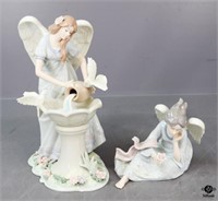 Glazed Ceramic Angel Figurines / 2 pc