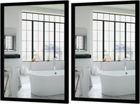 Black Large Bathroom Wall Mirror  18x24 Set of 2