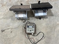 2 solar fence chargers, 1 battery powered