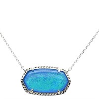 Sterling Silver Blue Opal Creation Necklace