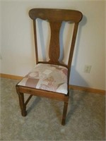 Antique oak upholstered side chair