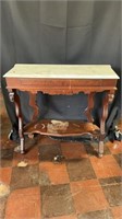 Marble Top Side Table with Bottom Shelf
