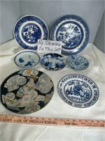 Blue Willow & Asian Blue Vintage Collector Plates