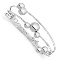 Sterling Silver Polished Beaded Bangle Bracelet