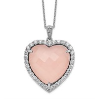 Silver Pink Chalcedony Austrian Crystal Necklace