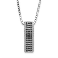 Silver Black Austrian Crystal Bar Necklace