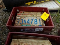 PLASTIC TOTE OF ASSTD LICENSE PLATES VARIOUS YEARS