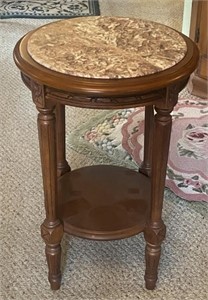 Marble Top End Table, 16" x 2"