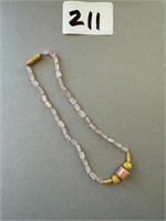 Pink Stone 16" Necklace w/ 18K Gold Fittings