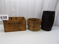 Atlas Wood Box, Wooden Keg & Bucket